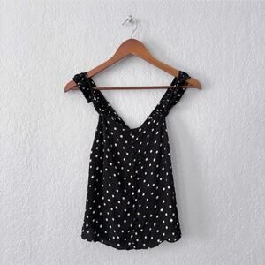 madewell black with white polkadot ruffle strap cami tank size 0